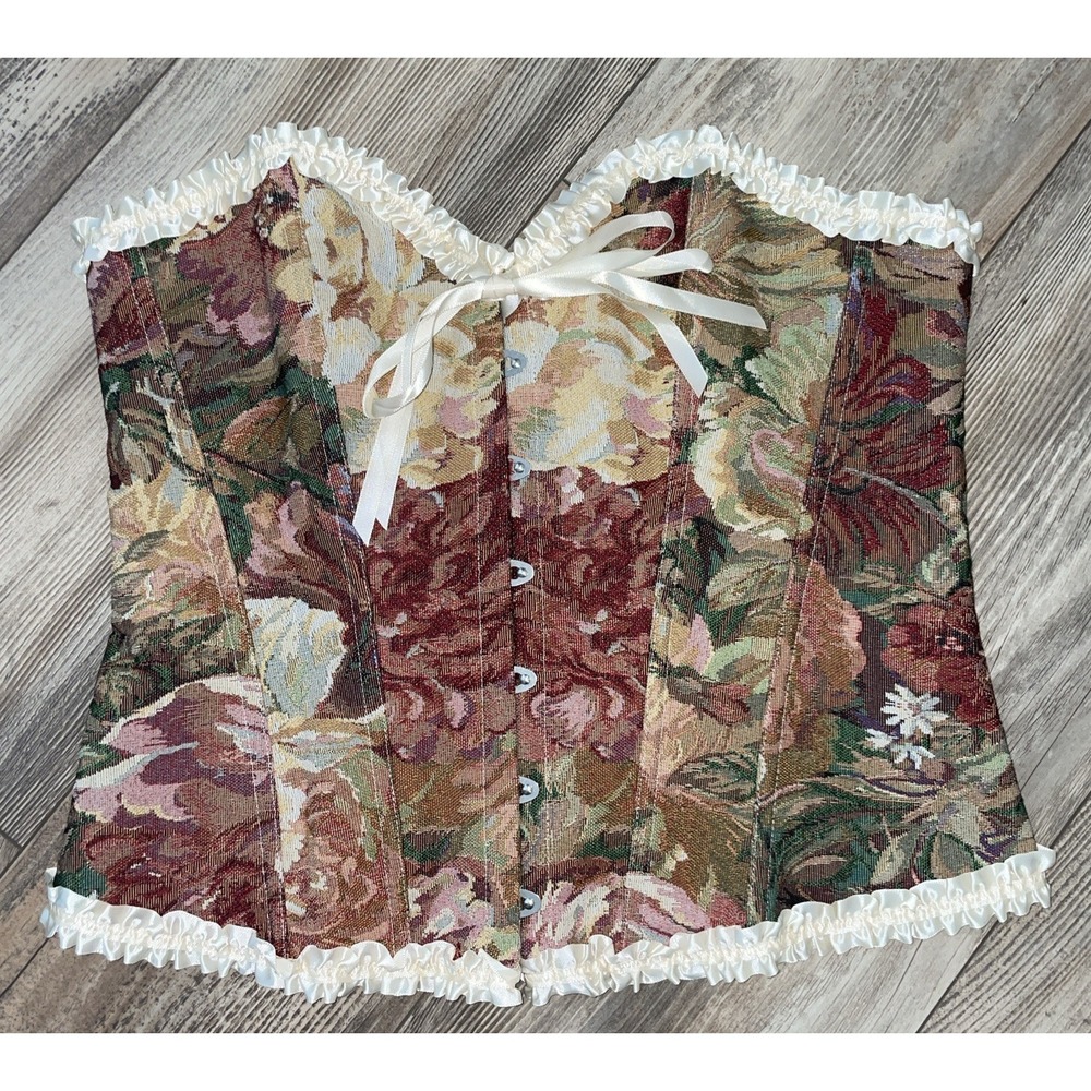 Floral Tapestry‎ Bustier Corset Top Size XL Cottagecore